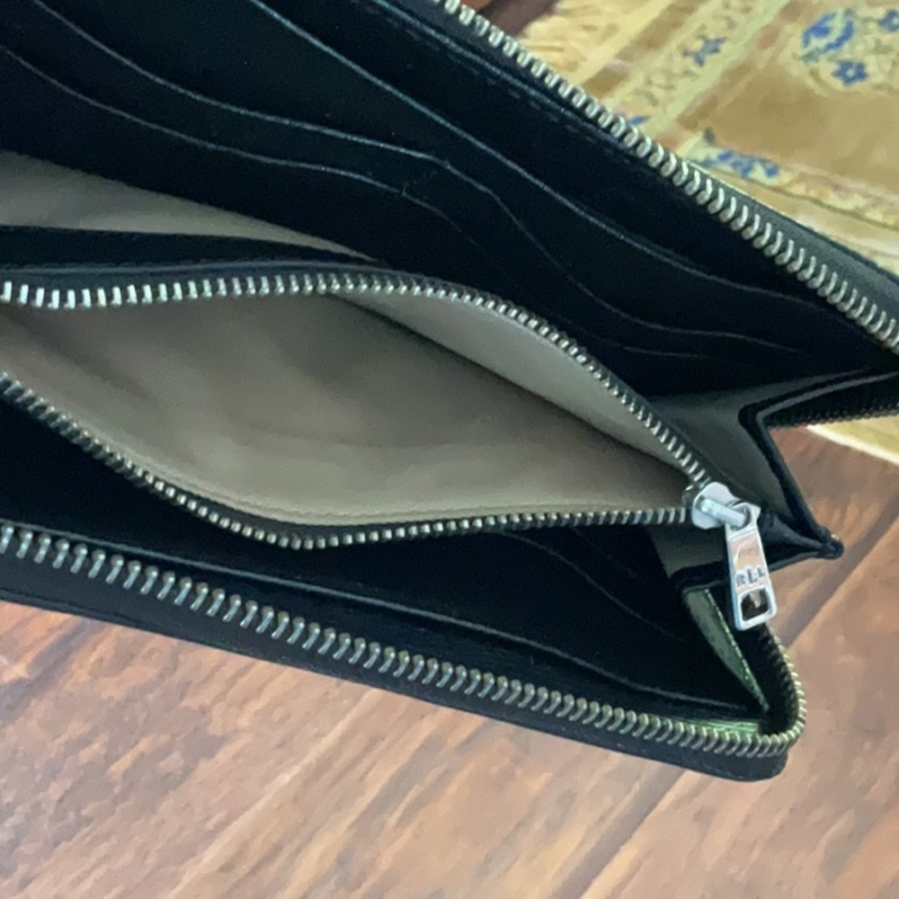 Ralph LAUREN RLL Black Leather Wallet - Sleek Zip Clutch - Picture 6 of 6
